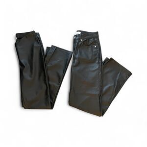 H&M Womens Faux Leather Black Flare Pants Lot of 2 Sz M / 8 Party Club Y2k